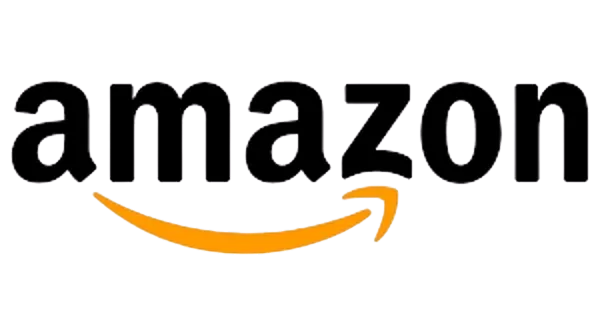 A brown background with an orange logo for amazon.
