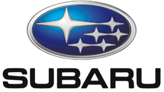 A subaru logo is shown on the side of a car.